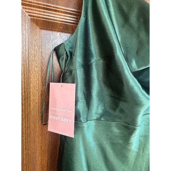 NEW BIRDY GREY Women M Lisa Shiny Satin Emerald Maxi Formal Bridal Dress - Picture 5 of 10